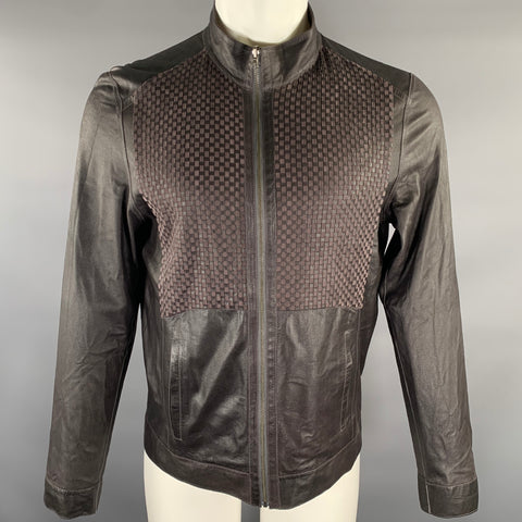 BARCELINO Size S Brown Mixed Patterns Leather Suede Reversible Jacket