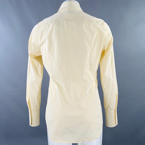 DSQUARED2 Size 38 Yellow Cotton Curved Cutaway Long Sleeve Shirt