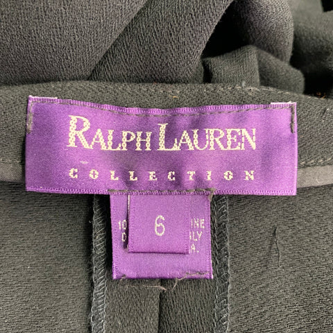 RALPH LAUREN COLLECTION Size 6 Black Wool Side Zipper Dress Pants