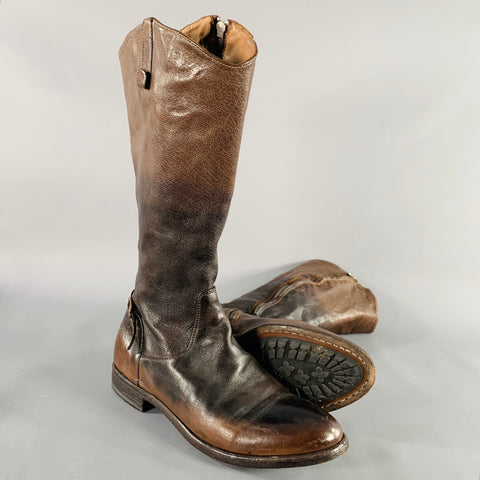 OFFICINE CREATIVE Size 7 Brown Leather Side Zipper Boots