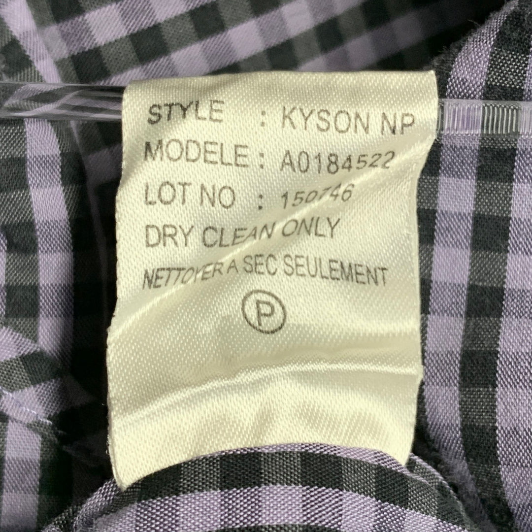 THEORY Size S Kyson Purple Black Gingham Cotton Button Down Long Sleeve Shirt