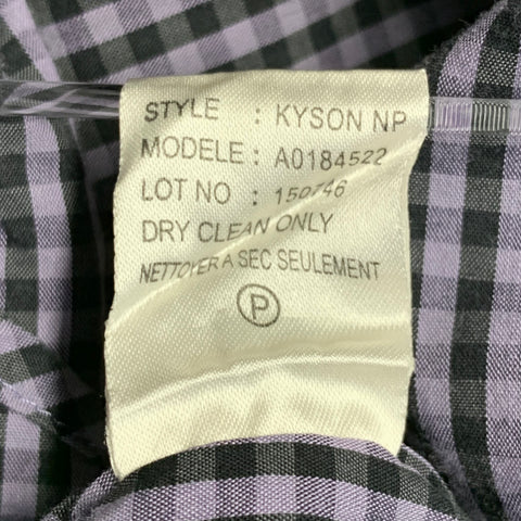 THEORY Size S Kyson Purple Black Gingham Cotton Button Down Long Sleeve Shirt