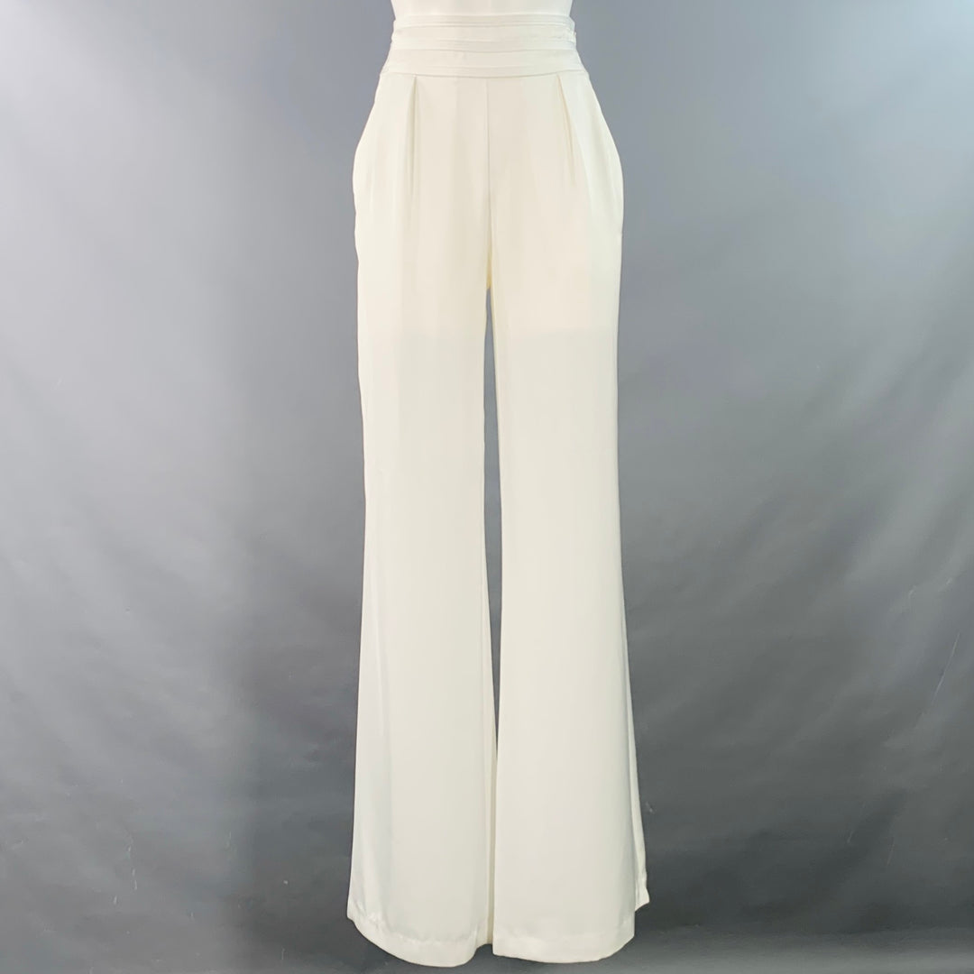 RAMY BROOK Size 0 White Pleated Wide Leg Side Zipper Dress Pants – Sui  Generis Designer Consignment