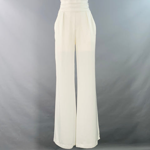RAMY BROOK Size 0 White Pleated Wide Leg Side Zipper Dress Pants