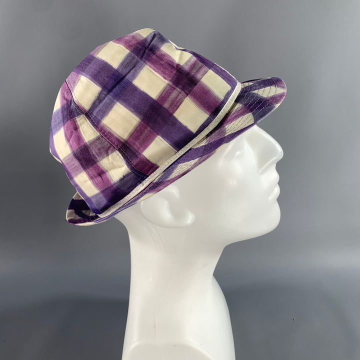 PAUL SMITH Size L Purple White Gingham Cotton Hats