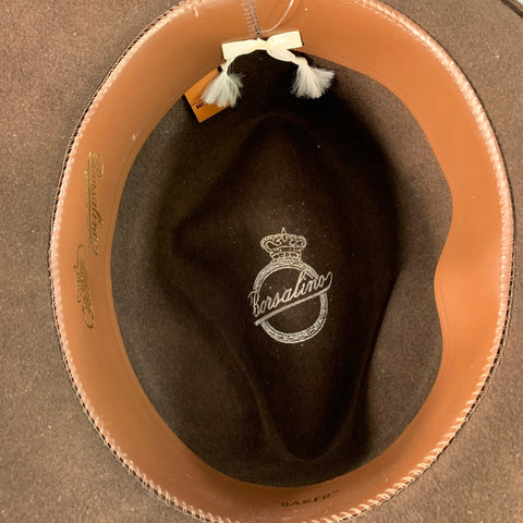 BORSALINO Size M Baker Brown Felt Fedora Hat