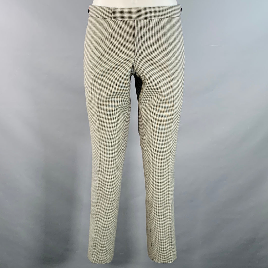 THOM BROWNE Size 38 Regular White Black Houndstooth Wool 3 Button Suit