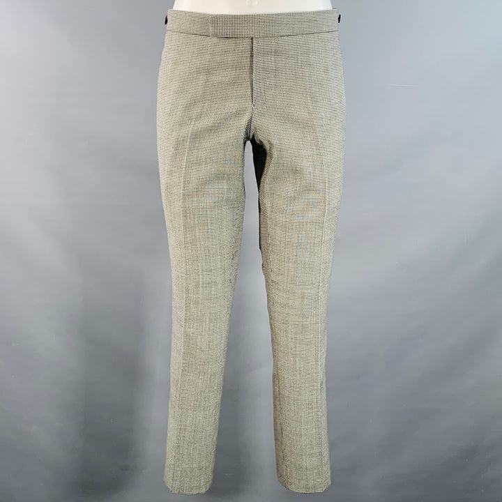 THOM BROWNE Size 38 Regular White Black Houndstooth Wool 3 Button Suit
