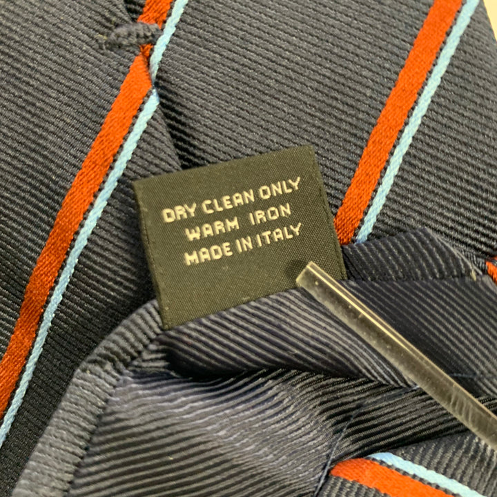 ERMENEGILDO ZEGNA Navy Rust Diagonal Stripe Silk Tie