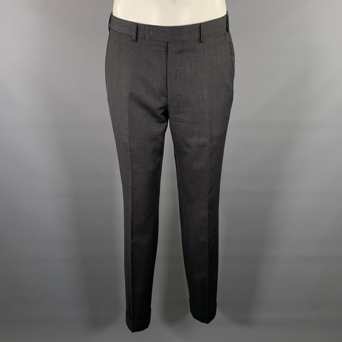 ERMENEGILDO ZEGNA Size 32 Charcoal Wool Slim Fit Dress Pants