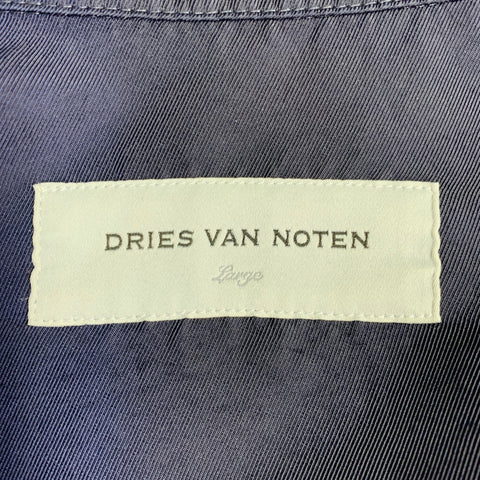 DRIES VAN NOTEN SS24 Size L Vorrie Navy Twill Polyamide Button Up Shirt Jacket