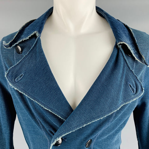 KAPITAL Size S Navy Linen Blend Double Breasted Jacket
