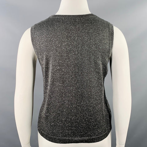 ADRIANNA PAPELL Size L Silver Grey Silk Blend 2 PC Cardigan Set