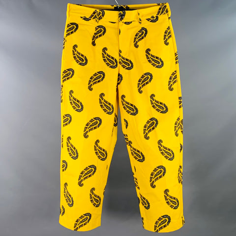 NOAH Size 34 Yellow Navy Black Paisley Cotton Zip Fly Dress Pants
