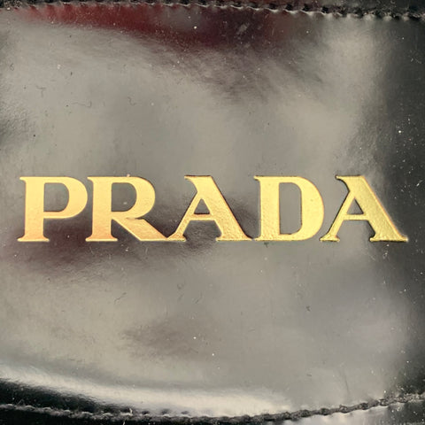 PRADA Size 9.5 Black Perforated Leather Slip On Loafers