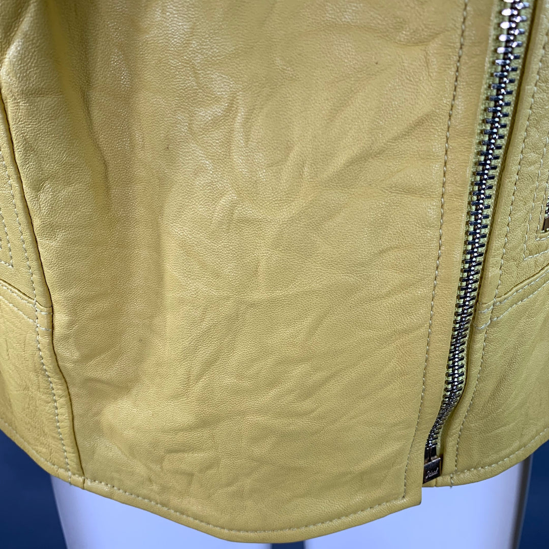 MICHAEL by MICHAEL KORS Size M Yellow Leather Lambskin Motorcycle Jacket