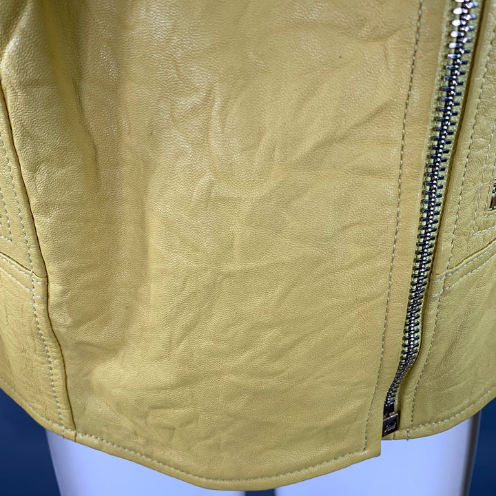 MICHAEL by MICHAEL KORS Size M Yellow Leather Lambskin Motorcycle Jacket