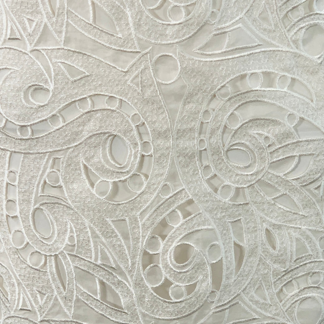 ESCADA Size 6 Off White Silk Lace Boat Neck Sleeveless Shift Dress