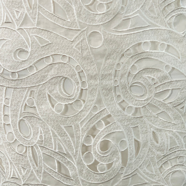 ESCADA Size 6 Off White Silk Lace Boat Neck Sleeveless Shift Dress