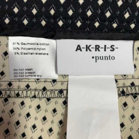AKRIS Size 12 Black White Cotton Blend Geometric Dress Pants