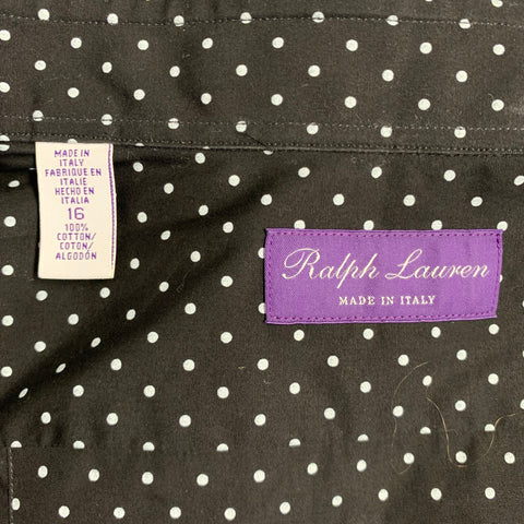 RALPH LAUREN Size L Black White Polka Dot Cotton Button Up Short Sleeve Shirt