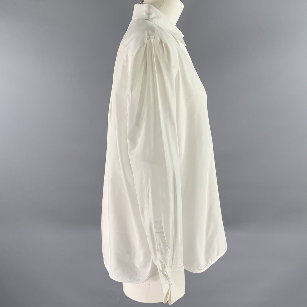 MAX MARA Size 12 White Cotton Dress Shirt
