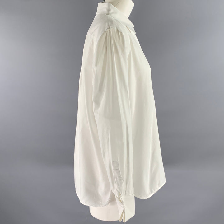 MAX MARA Size 12 White Cotton Dress Shirt