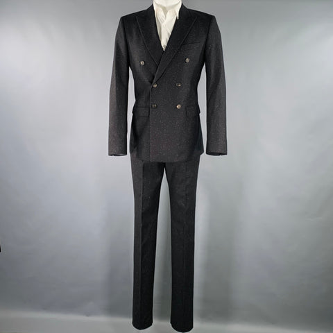 CALVIN KLEIN COLLECTION Size 38 Black White Heather Suit