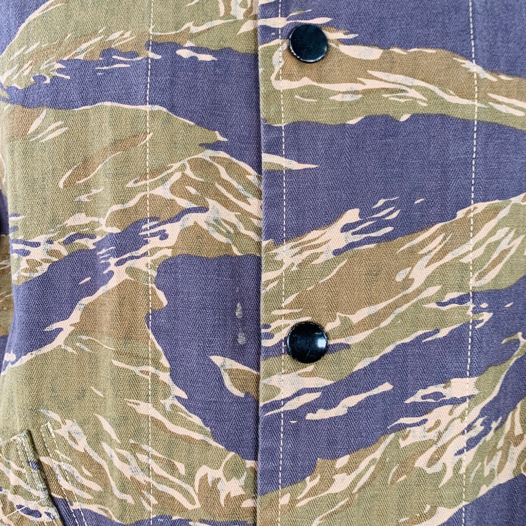 KAPITAL Size XL Brown Black Animal Print Tiger Camo Cotton Reversible Bomber Jacket