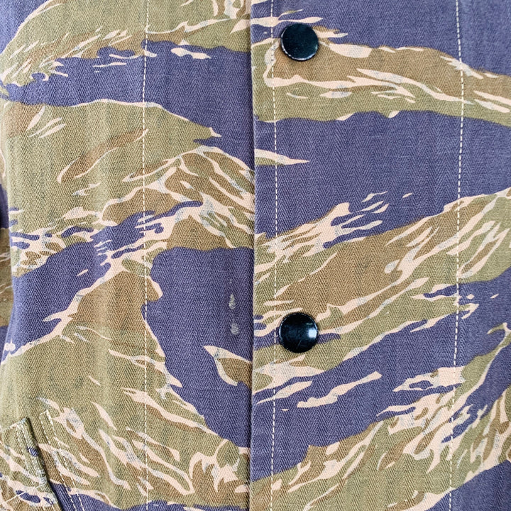 KAPITAL Size XL Brown Black Animal Print Tiger Camo Cotton Reversible Bomber Jacket