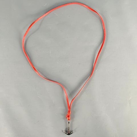 MIANSAI Red Silver Anchors Leather Metal Lariat Necklace