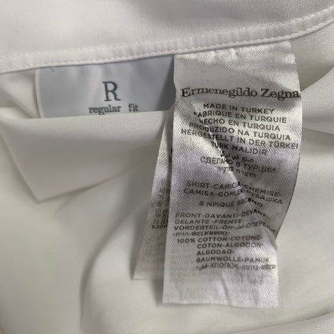 ERMENEGILDO ZEGNA Size M White Cotton Tuxedo Long Sleeve Shirt