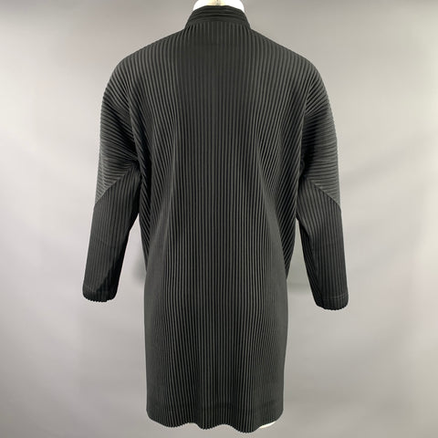 ISSEY MIYAKE Size M Black Pleated Polyester Tunic Long Sleeve Shirt