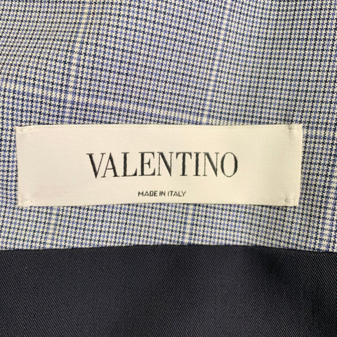 Costume VALENTINO Taille 38 Laine à Carreaux Bleu Gris Col Cranté