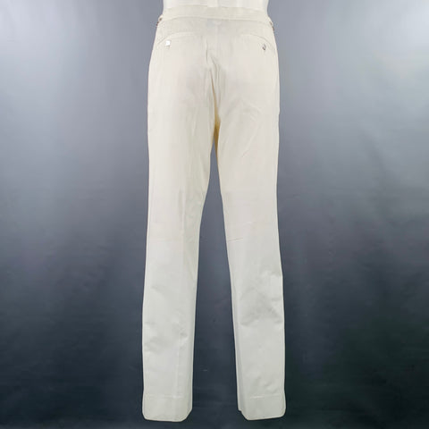 VERSACE JEANS Size 32 White Cotton Flat Front Casual Pants