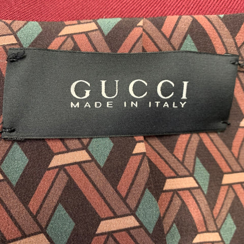 GUCCI Size S Burgundy Single Breasted Twill Jacket Blazer