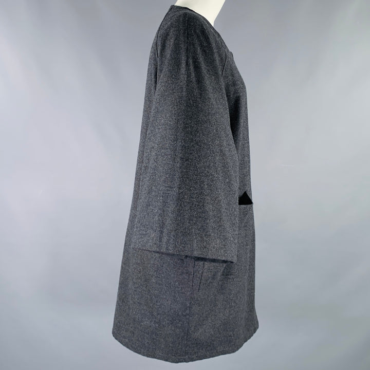 DRIES VAN NOTEN Size S Grey Wool Cashmere Collarless Zip Up Coat