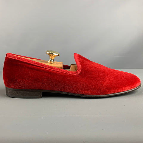 DEL TORO Size 8.5 Red Textured Velvet Slip On Loafers
