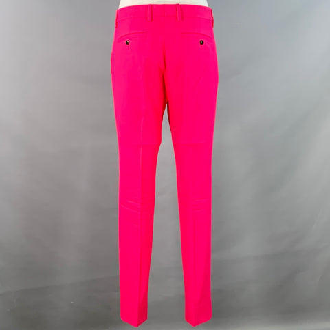 AMI by ALEXANDRE MATTIUSSI Size 36 Fuchsia Pink Black Wool Peak Lapel Suit
