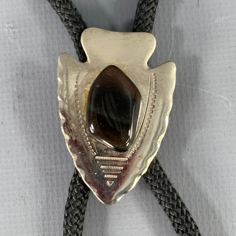 Nœud papillon western VINTAGE flèche en métal argenté et pierre