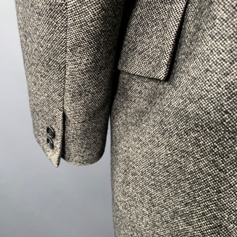 BERGDORF GOODMAN Size 44 Grey Black Tweed Wool Blend Overcoat
