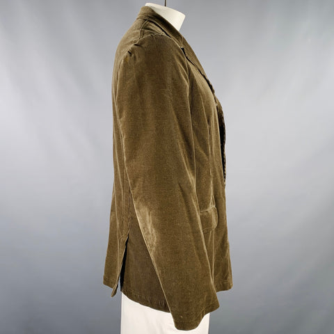 DRIES VAN NOTEN Size 44 Green Olive Corduroy Cotton Jacket