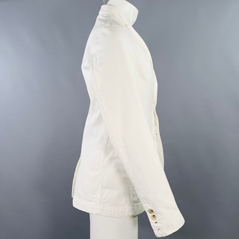 D&G by DOLCE & GABBANA Size 38 White Cotton Peak Lapel Jacket