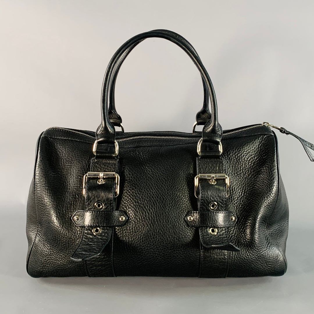 LONGCHAMP x KATE MOSS Black Silver Leather Top Handles Handbag