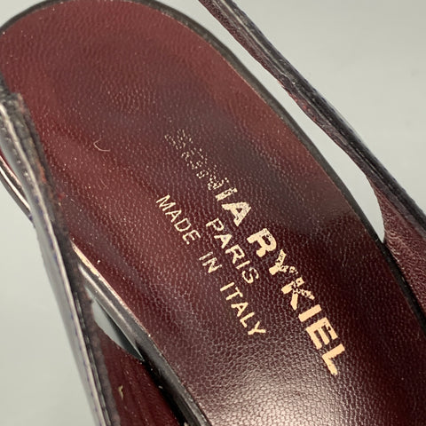 SONIA RYKIEL Size 6 Dark Brown Patent Leather Slingback Pumps