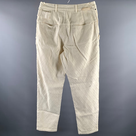 KAPITAL Size XL Cream Diamond Cotton Button Fly Casual Pants