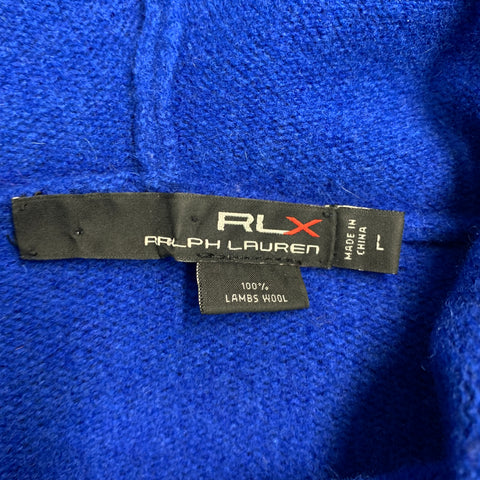 RALPH LAUREN Size L Royal Blue Knit Wool Hooded Pullover
