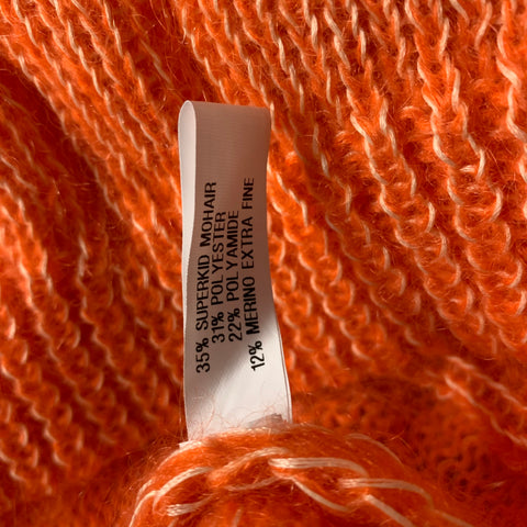 WALTER VAN BEIRENDONCK Size S Orange Cable Knit Mohair Blend Oversized Vest