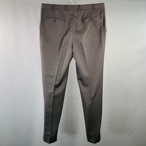 CANALI Size 36 Grey Charcoal Wool Tapered Zip Fly Dress Pants