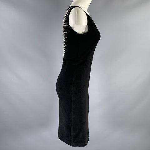 D.EXTERIOR Taille S Robe sans manches en mélange de viscose noir et blanc à surpiqûres contrastantes